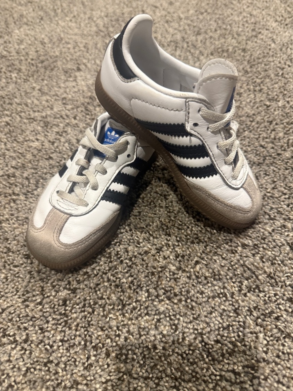 adidas Kids Samba Sneakers in White and Black with Gum Sole